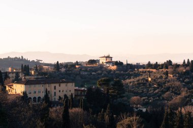 Tuscany peyzaj gün batımında, Floransa, İtalya.