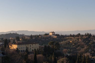 Tuscany peyzaj gün batımında, Floransa, İtalya.