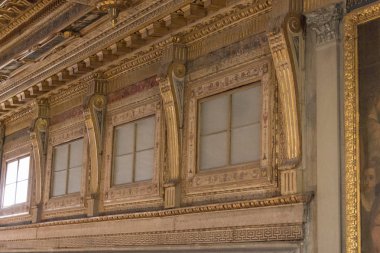 Salone dei Cinquecento Palazzo Vecchio, Florence, İtalya, içinde pencere eşiği.