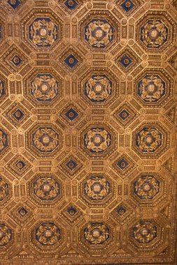 Palazzo Vecchio, Florence, İtalya Sala dell'Udienza oyma sandık tavan.
