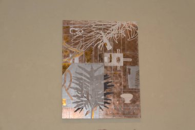 Capitolium arkeoloji alanında Mimmo Paladino tarafından imzasız ipek ekran baskısı. Brescia, Lombardy, İtalya.