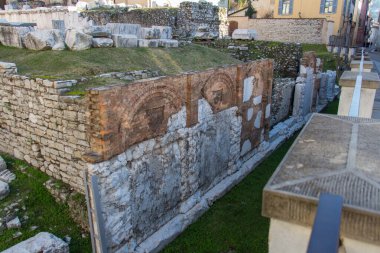 Capitolium 'lu Foro Romano, Brescia' daki Antik Roma tapınağı. Unesco Dünya Mirası Alanı. Lombardy, İtalya.
