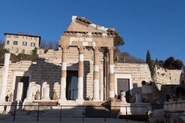 Antik Roma Capitolium tapınağı Brescia, Unesco Dünya Mirası Alanı, Lombardiya, İtalya.