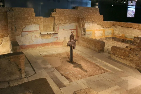 Fragmento da Casa Romana ou Domus Romano no Museu de Santa Giulia, Bréscia, Lombardia, Itália . — Fotografia de Stock