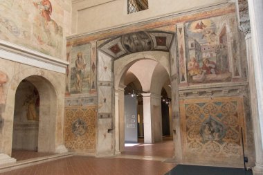 Brescia, Lombardy, İtalya 'daki Santa Giulia Manastırı' nın iç manzarası..