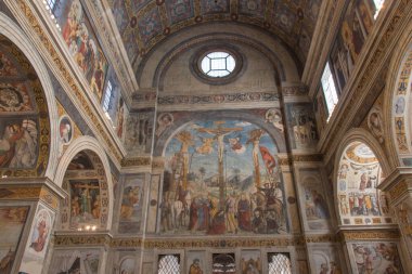 Wall frescoes of the Coro delle Monache in San Salvatore Monastery of Santa Giulia museum in Brescia, Lombardy, Italy. clipart