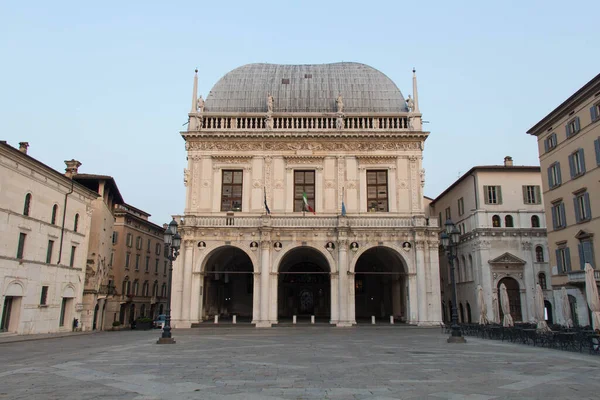 Brescia Olaszország 2018 Augusztus Palazzo Della Loggia Vagy Brescia Városháza — Stock Fotó