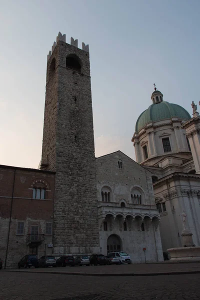 Brescia Italia Agosto 2018 Vista Torre Pegol Del Palacio Broletto — Foto de Stock