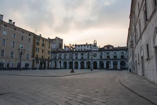 Brescia Olaszország 2018 Augusztus Piazza Della Loggia Kilátása Bresciában Lombardia — Stock Fotó