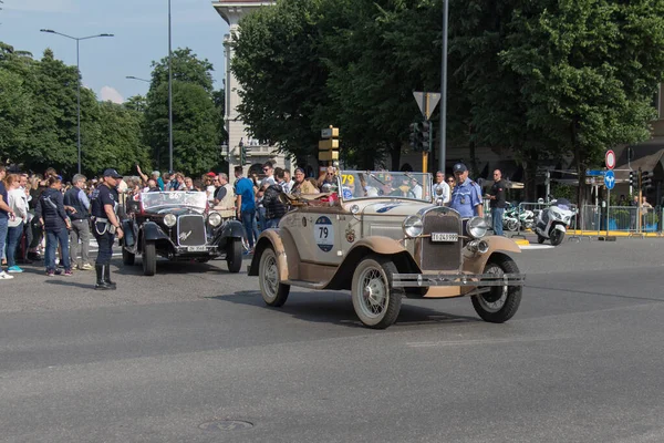 Brescia Italië Mei 2018 Live Opname Beroemde Italiaanse Historische Race — Stockfoto