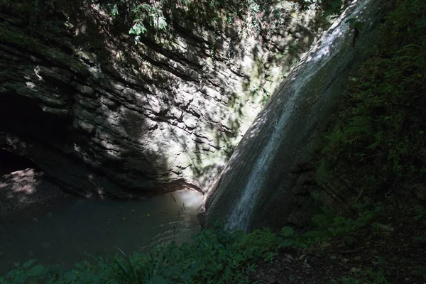 Pohled Vodopád Monticelli Brusati Lombardie Itálie — Stock fotografie