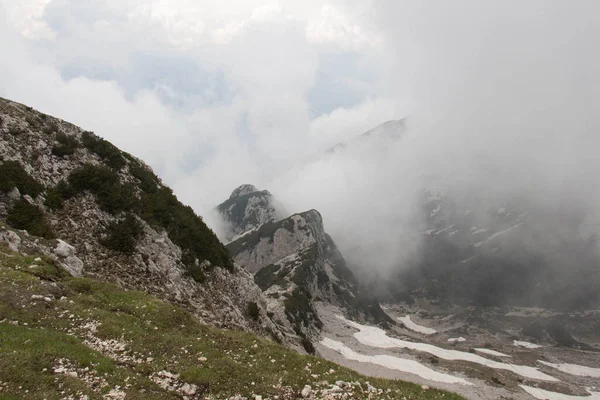 Vista Panorâmica Rifugio Telegrafo Montanhas Dia Nublado Veneto Itália — Fotografia de Stock