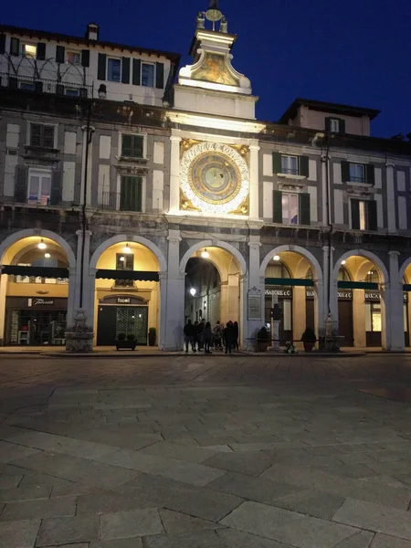 Brescia Olaszország 2018 Április Brescia Óratornyának Látképe Piazza Della Loggiában — Stock Fotó