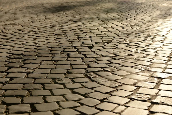 Pavement stone, old pavement road, texture of stone pavement, cobblestones, background — Stock Photo, Image