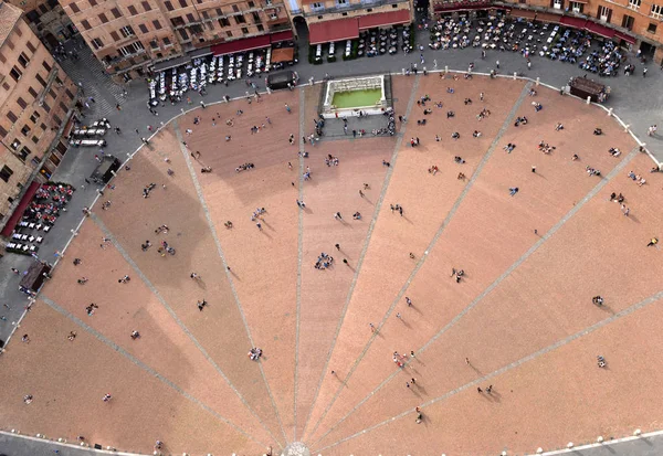 Campo Square vista superior da Torre Mangia, Siena, Itália — Fotografia de Stock