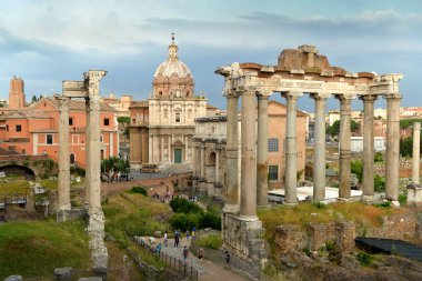 Roma 'nın başkenti İtalya' daki Capitoline Hill 'den Romanum Manzarası.