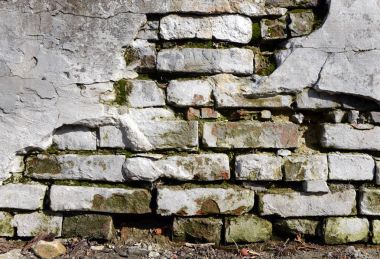 Eski tuğla duvar arka plan. Bina cephe doku