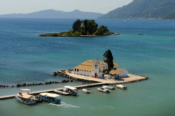 Mouse Island Monastero Vlacherna Isola Pontikonisi Corfù Grecia — Foto Stock