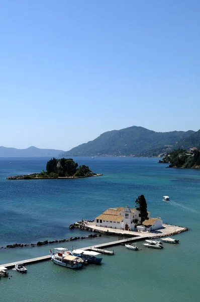 Île Souris Monastère Vlacherna Île Pontikonisi Corfou Grèce — Photo