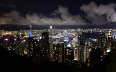 Hong Kong Panorama görünümünden gece Peak