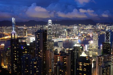 Hong Kong Panorama görünümünden gece Peak