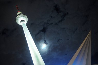 Alexanderplatz, Berlin Tv kulesinde gece, Almanya