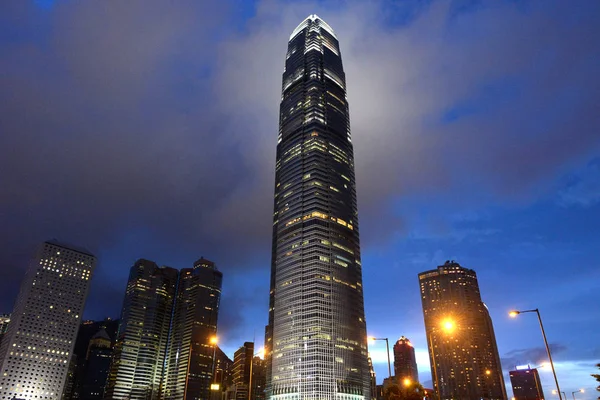 International Finance Center. International Finance Center IFC is a skyscraper, Hong Kong Central District at night. — Stock Photo, Image