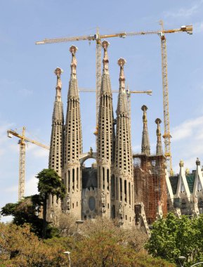 La Sagrada Familia Katedrali. Mimar Antonio Gaudi tarafından tasarlanmış ve inşa 1882 yılından bu yana olmak.