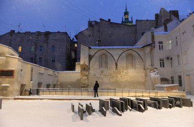 LVIV, UKRAINE - January 12, 2017: Ruins of synagogues Golden Ros clipart