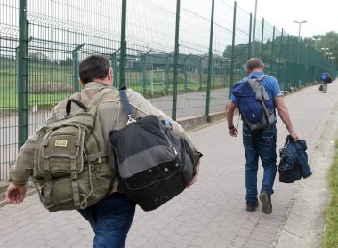 Shegyni-Medyka denetim noktası Ukrayna ve Polonya ile sınır Lviv Ukrayna şehir gelen bazı 100kms.