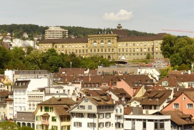 Zürih cityscape üzerinden Lindenhof ile İsviçre Federal Enstitüsü, teknoloji Zürih (Eidgenssische Technische Hochschule Zrich), İsviçre
