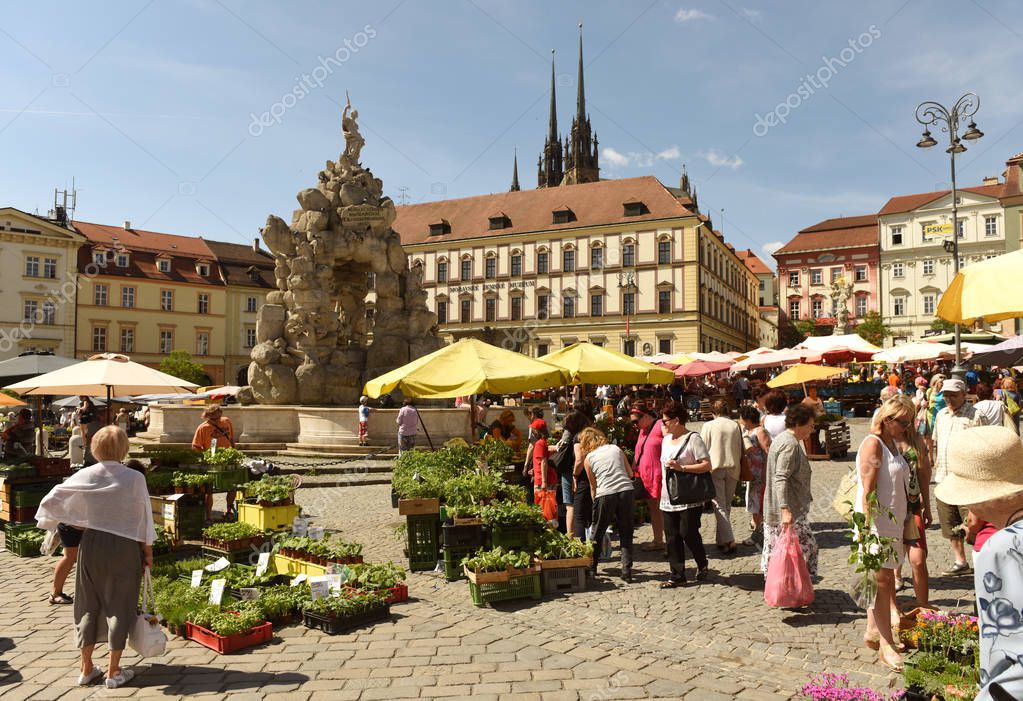 Cabbage Market Square in Brno, Czech Republic. Stock Editorial Photo