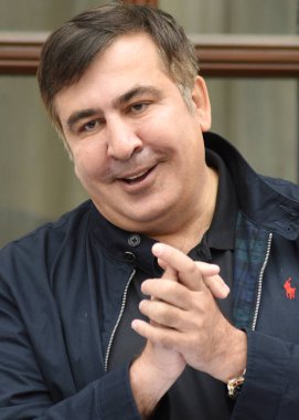  Eski Gürcistan Cumhurbaşkanı Mihail Saakaşvili oteline Lviv Merkezi şehir ortamlarını 12 Eylül 2017 üzerinde konuşuyor.