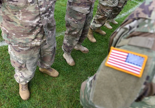 USA patch flaggan på soldater arm — Stockfoto