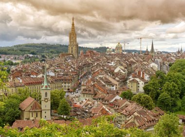 Bern eski şehir İsviçre başkenti Panoraması, 