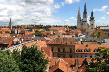 Zagreb panorama, üst şehir görünümden. Zagreb cityscape, Hırvatistan
