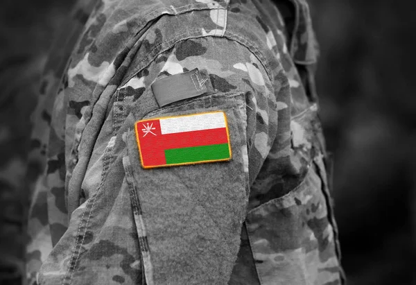 Flag of Oman on military uniform. Army, armed forces, soldiers. — Stock Photo, Image