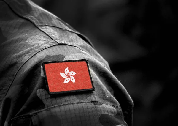 Flag of Hong Kong on military uniform. — Stock Photo, Image