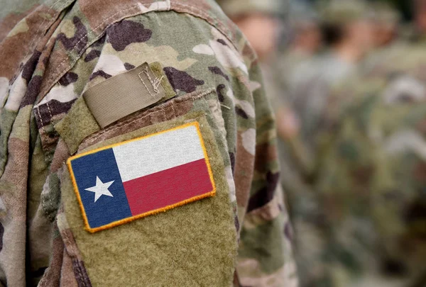 Flag the State of Texas on military uniform. United States. USA. Collage. — Stock Photo, Image