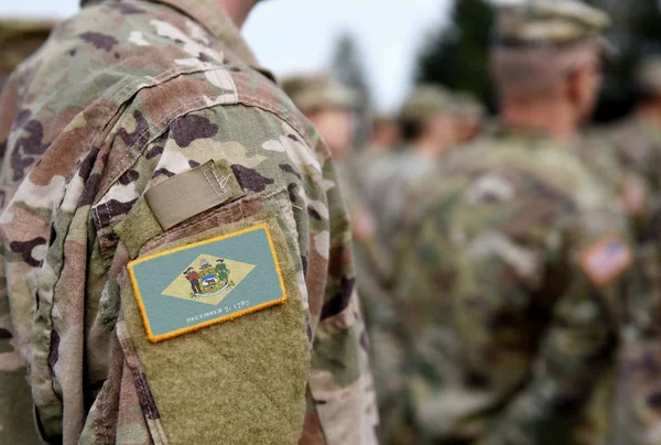 Askeri üniformayla Delaware eyaletini işaretle. Birleşik Devletler. — Stok fotoğraf