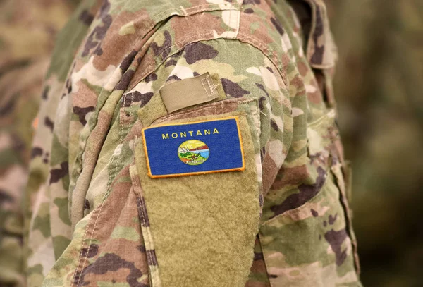 Bandera del Estado de Montana en uniforme militar. Estados Unidos. Estados Unidos — Foto de Stock