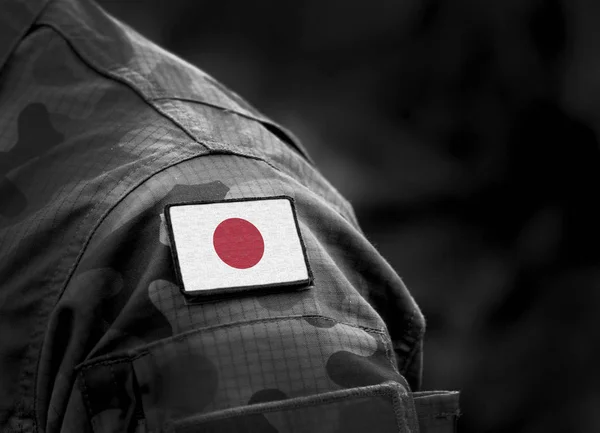 Σημαία της Ιαπωνίας με στρατιωτική στολή. — Φωτογραφία Αρχείου