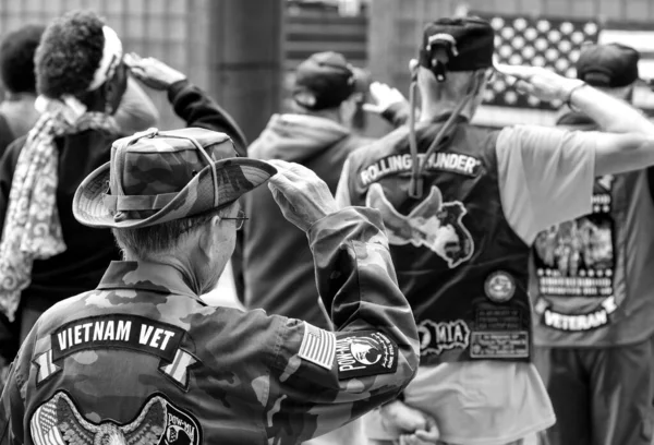 Nova York Eua Maio 2018 Veteranos Vietnã Saúdam Durante Reunião — Fotografia de Stock