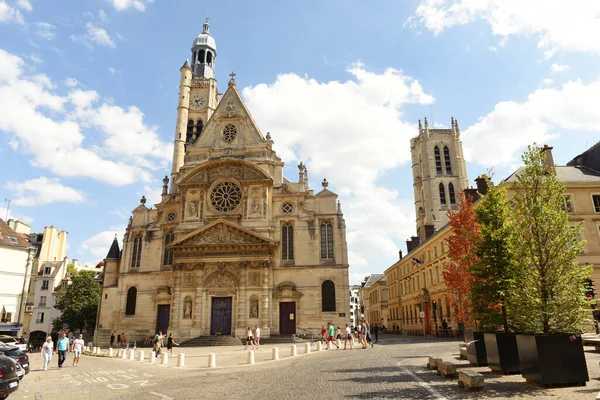 Paris França Agosto 2019 Pessoas Perto Igreja Saint Etienne Mont — Fotografia de Stock