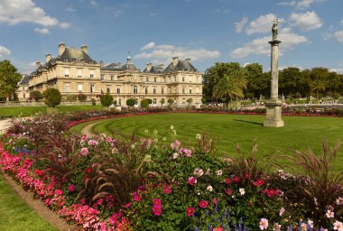 Luxembourg Gardens in Paris. Luxembourg Palace and flowering park, Paris, France. clipart