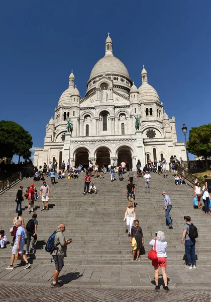 Paris Frankrike September 2019 Folk Nær Basilica Sacre Coeur Eller – stockfoto