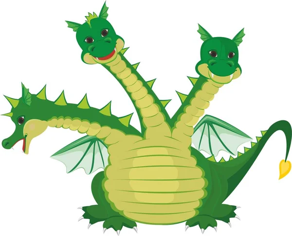 Lindo dragón de tres cabezas — Archivo Imágenes Vectoriales