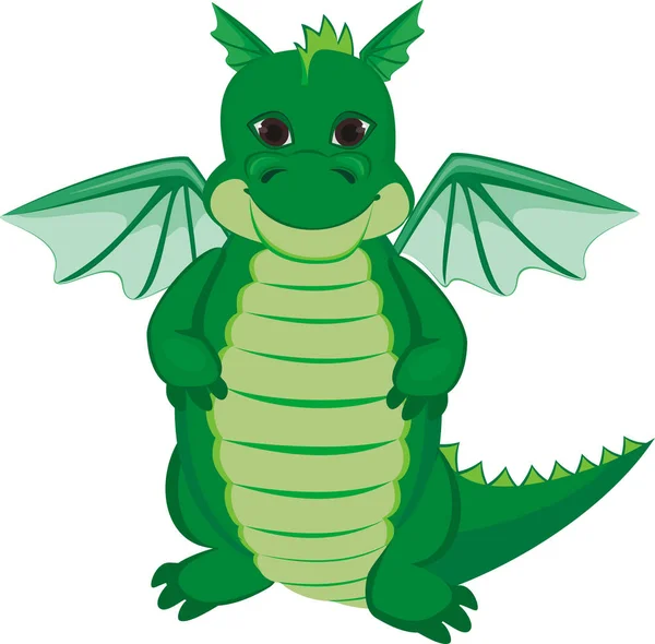 Green funny dragon — Stock Vector