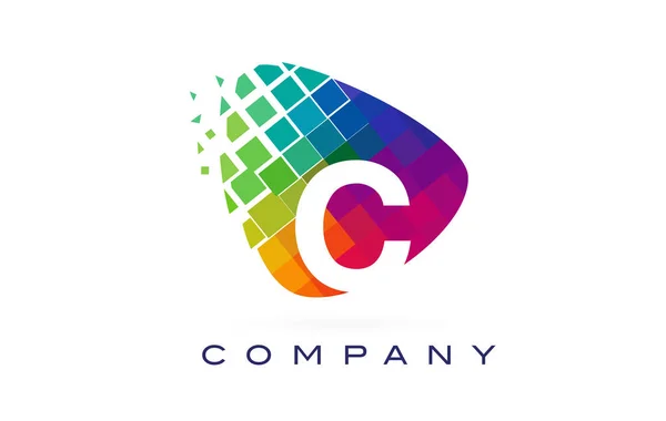 文字 C のカラフルな虹のロゴの設計. — ストックベクタ