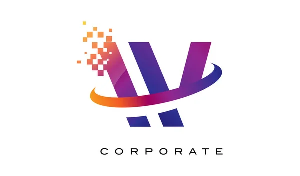 Letter W Colourful Rainbow Logo Design. — Stock Vector